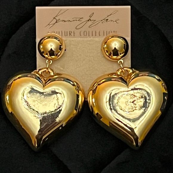 KENNETH JAY LANE Statement Heart Drop Earrings - Picture 3 of 4